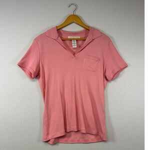 Vintage Preppy Country Club Sport Polo Top Womens Medium Pink Cotton